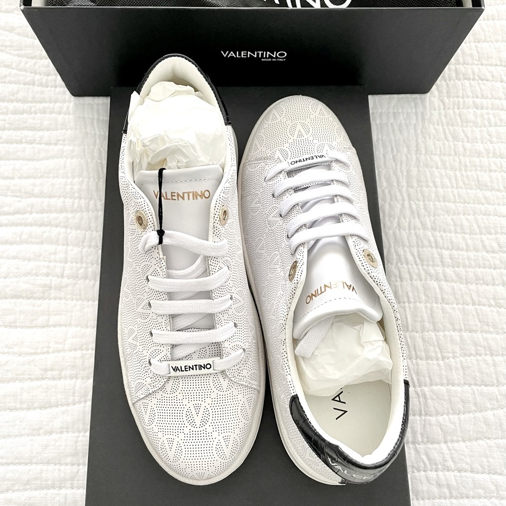 NWT Valentino Chandra Monogram Perforated Sneakers - 7.5